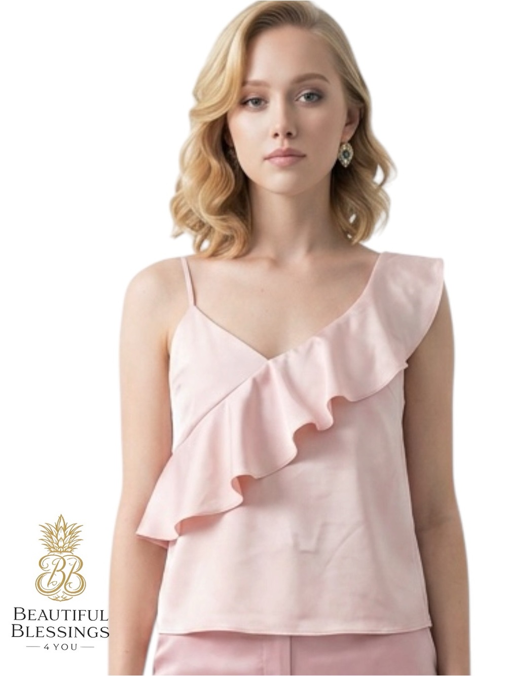 Lovers + Friends Blush Pink Ruffle Cami Top with Adjustable Straps - S